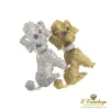 BROCHES / ALFILERES Broche-alfiler caniches oro amarillo oro blanco diamantes y rubíes