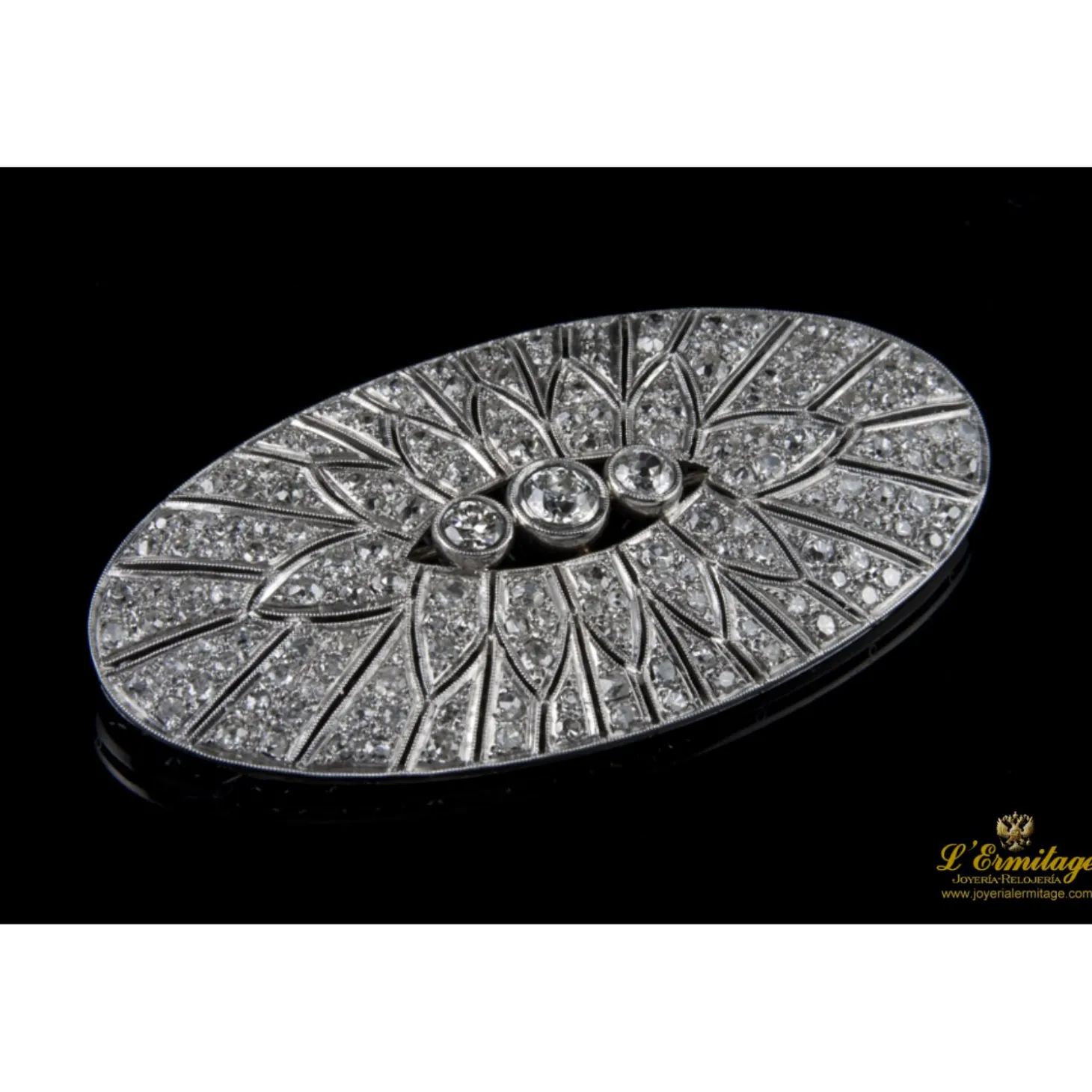 BROCHES / ALFILERES Broche-alfiler art déco oro blanco y diamantes