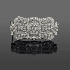 BROCHES / ALFILERES Broche-alfiler art-deco oro blanco y diamantes
