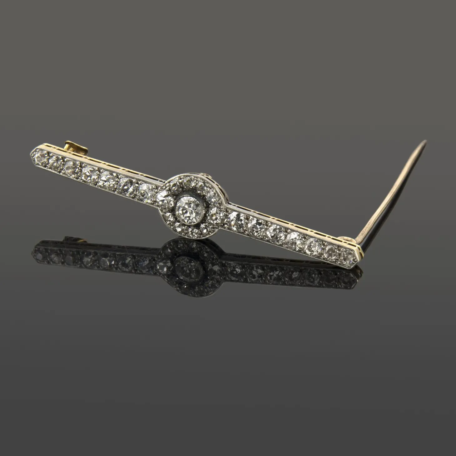 BROCHES / ALFILERES Broche-alfiler antiguo oro y diamantes talla antigua