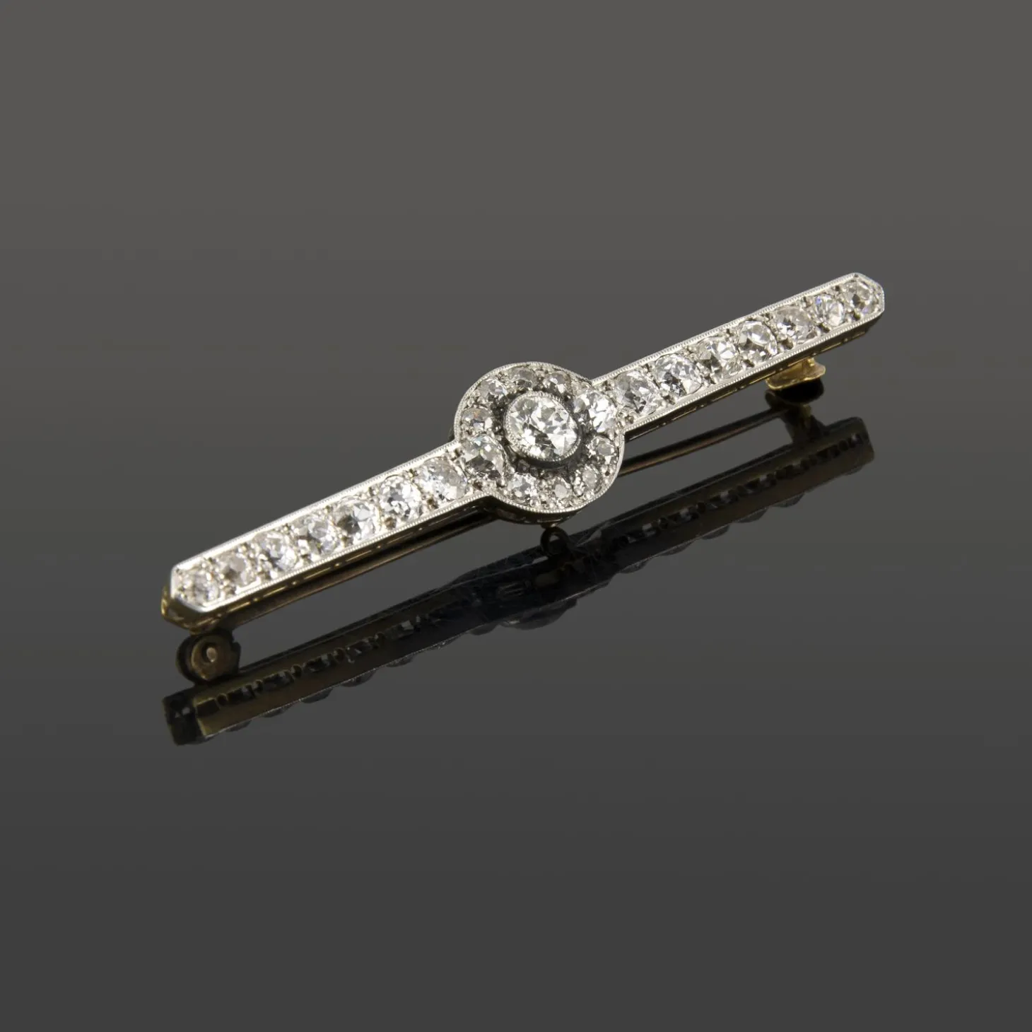 BROCHES / ALFILERES Broche-alfiler antiguo oro y diamantes talla antigua
