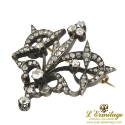 BROCHES / ALFILERES Broche-alfiler antiguo oro amarillo plata y diamantes