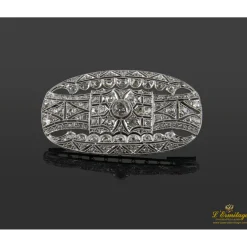 BROCHES / ALFILERES Broche-alfiler antiguo oro blanco y diamantes.