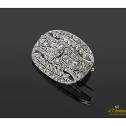 BROCHES / ALFILERES Broche-alfiler antiguo oro blanco y diamantes.