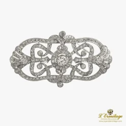 BROCHES / ALFILERES Broche-alfiler oro blanco y diamantes 1900
