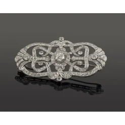 BROCHES / ALFILERES Broche-alfiler oro blanco y diamantes 1900