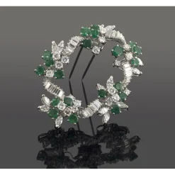 BROCHES / ALFILERES Broche-alfiler oro blanco esmeraldas y diamantes