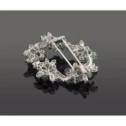 BROCHES / ALFILERES Broche-alfiler oro blanco esmeraldas y diamantes