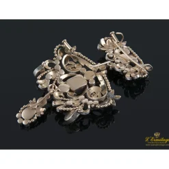 BROCHES / ALFILERES Broche-colgante antiguo oro amarillo plata esmeraldas y diamantes talla antigua