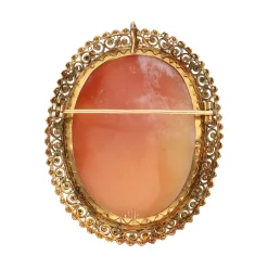 BROCHES / ALFILERES Broche-colgante camafeo en oro amarillo y carneola.