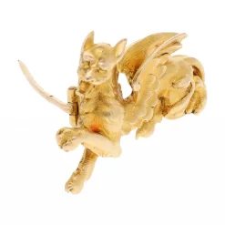 BROCHES / ALFILERES Broche en oro amarillo con forma de grifo animal mitológico.