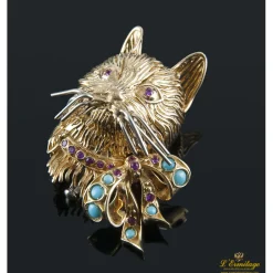 BROCHES / ALFILERES Broche felino oro amarillo