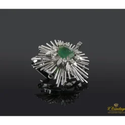 BROCHES / ALFILERES Broche oro blanco esmeralda y diamantes.