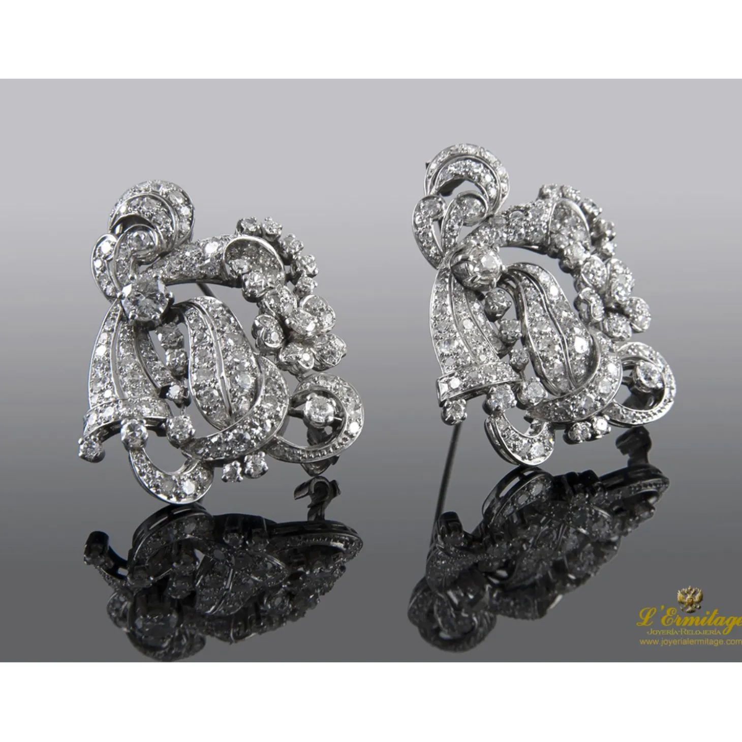 BROCHES / ALFILERES Broche tu y yo oro blanco y diamantes