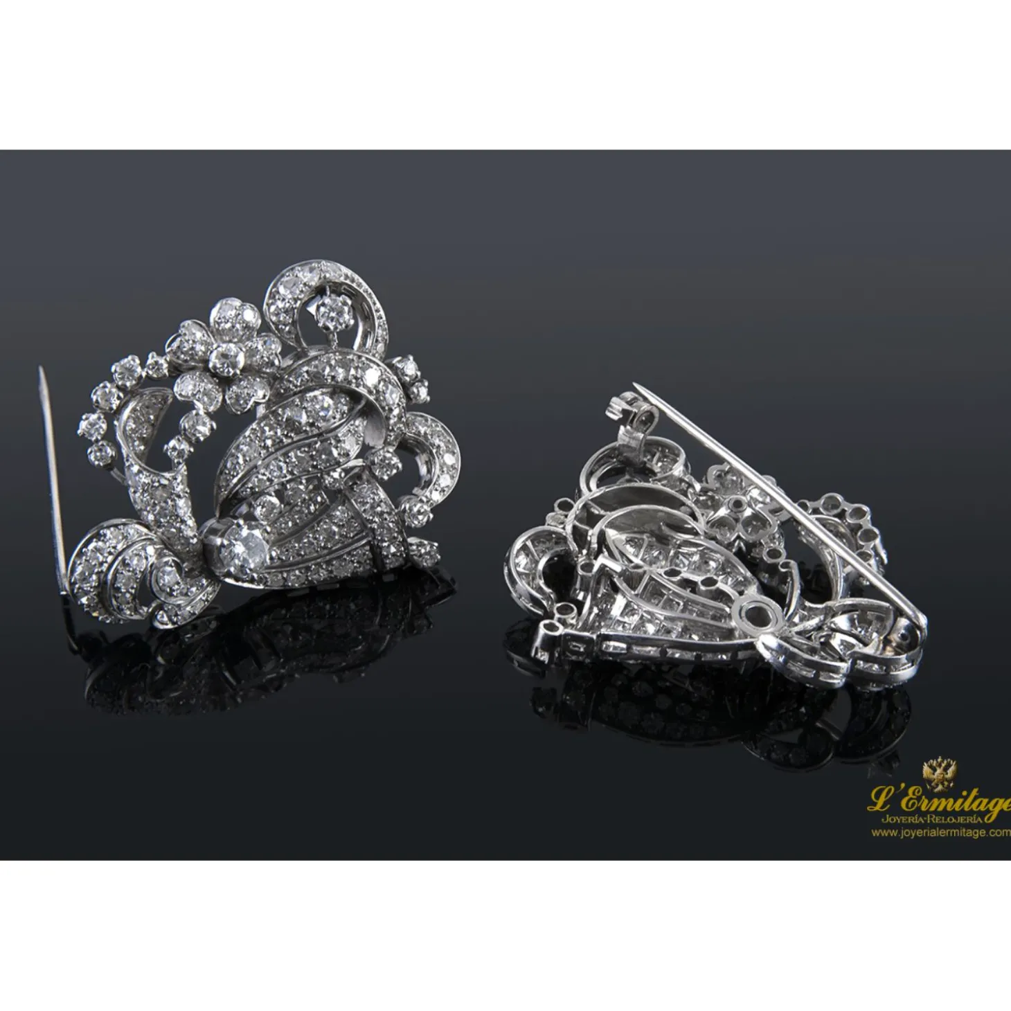 BROCHES / ALFILERES Broche tu y yo oro blanco y diamantes