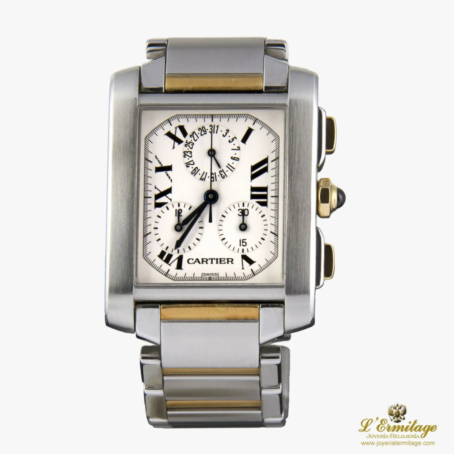 CARTIER Tank frances chrono acero y oro caballero.