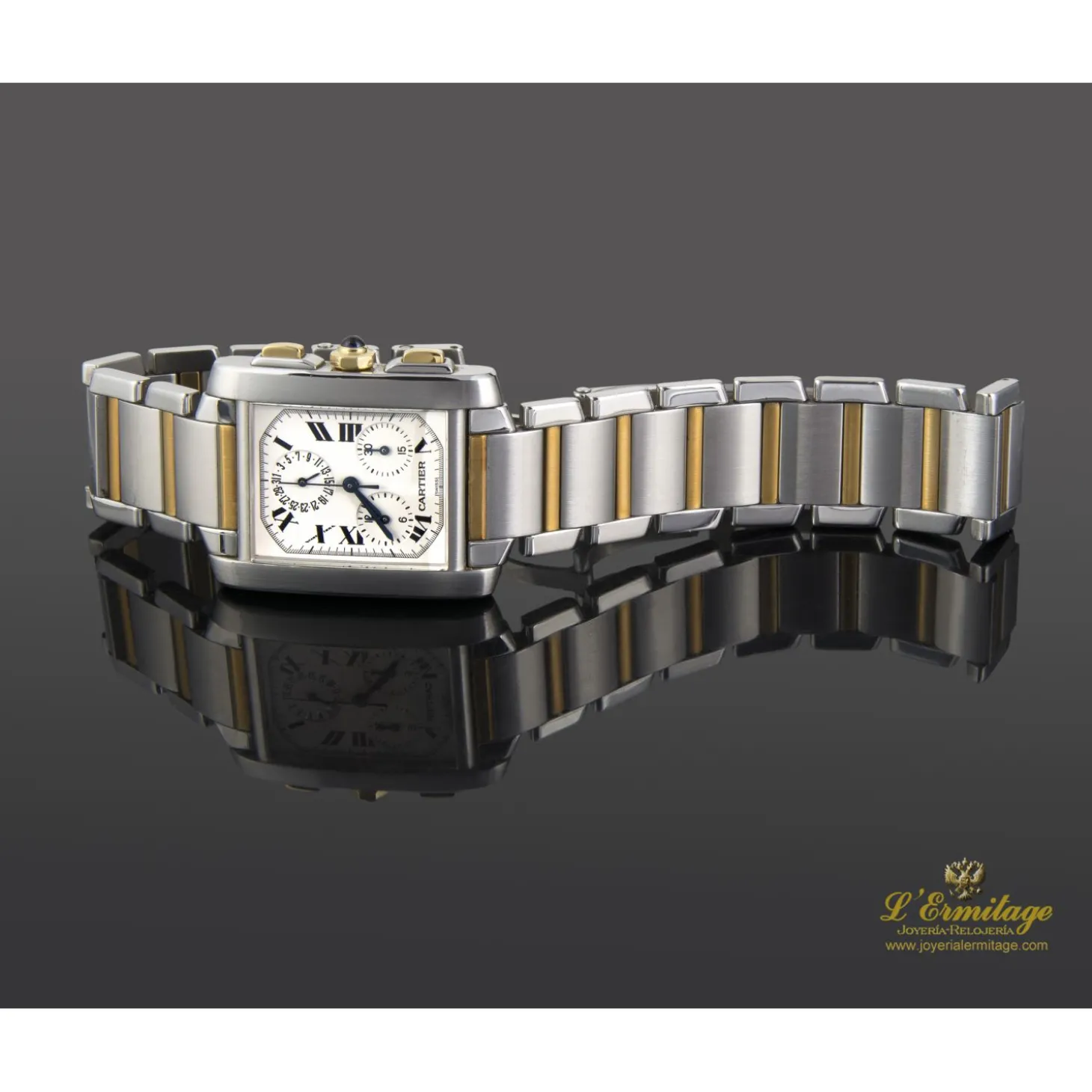 CARTIER Tank frances chrono acero y oro caballero.