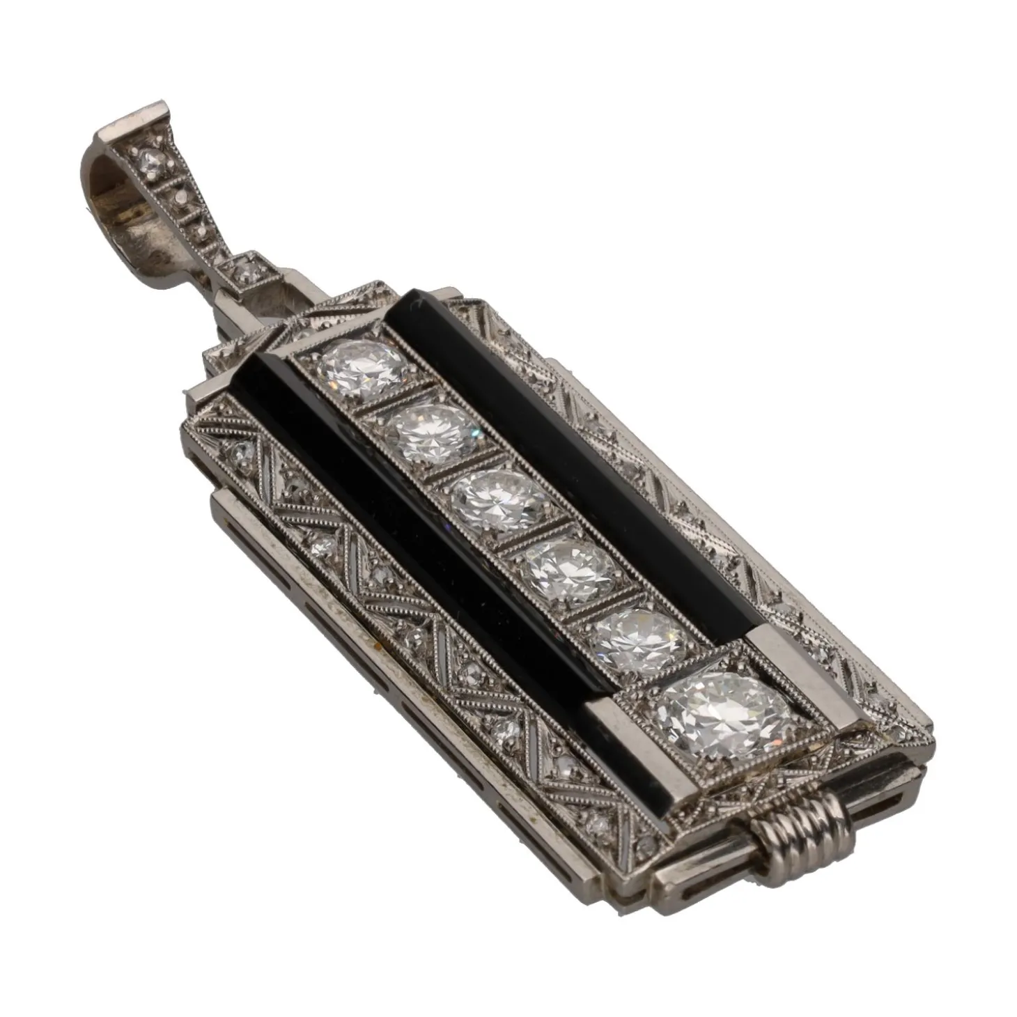 COLGANTES Colgante art deco en platino con brillantes.