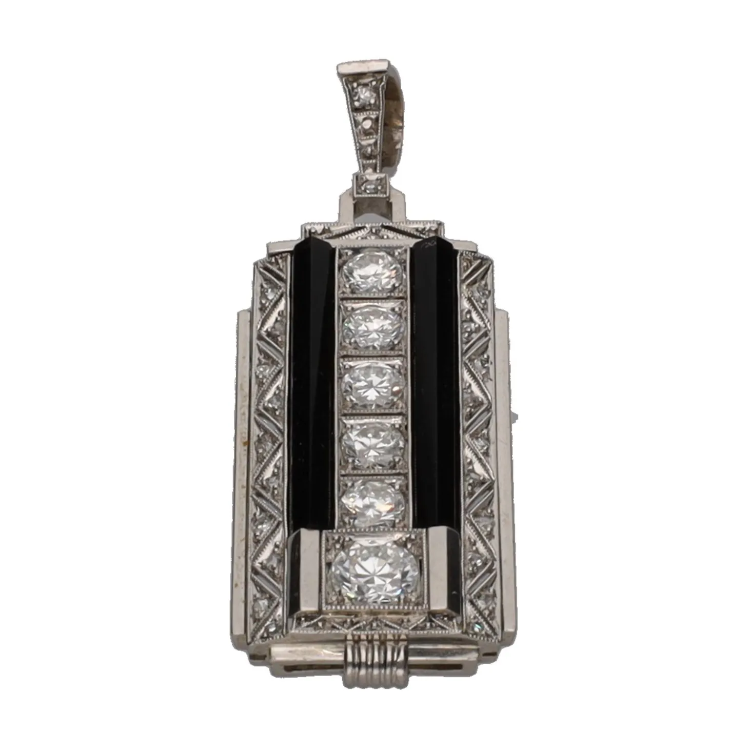 COLGANTES Colgante art deco en platino con brillantes.