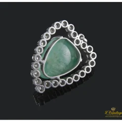 COLGANTES Colgante corazón oro blanco esmeralda y diamantes.