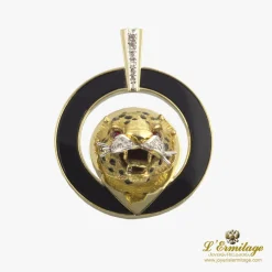 COLGANTES Colgante leopardo oro amarillo ónix