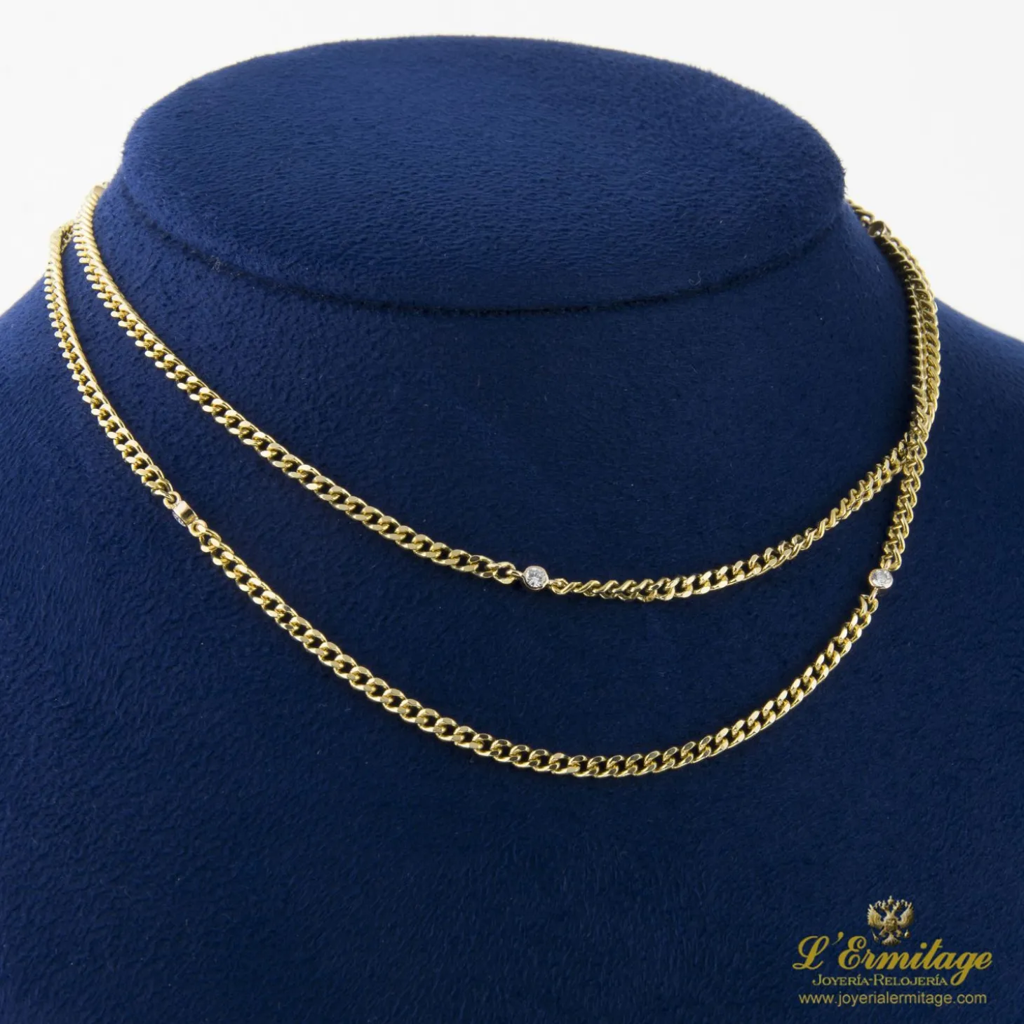 COLLARES Cadena larga oro amarillo y diamantes 60cm