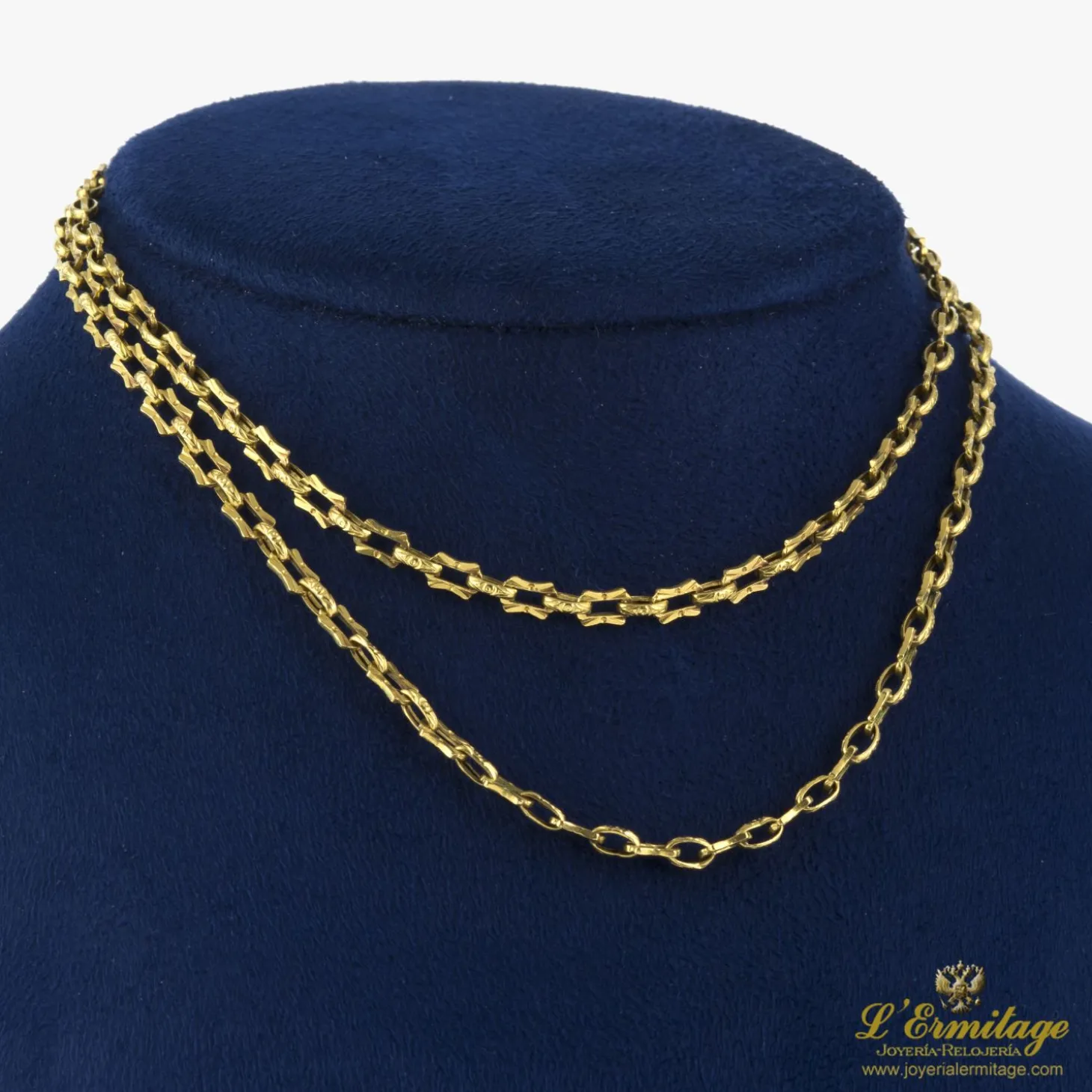 COLLARES Cadena larga oro amarillo. 60Cm.