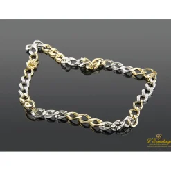 COLLARES Cadena oro blanco oro amarillo y diamantes. 40Cm.