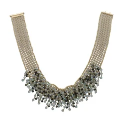 COLLARES Collar en oro amarillo con bolitas de topacios y zafiros.
