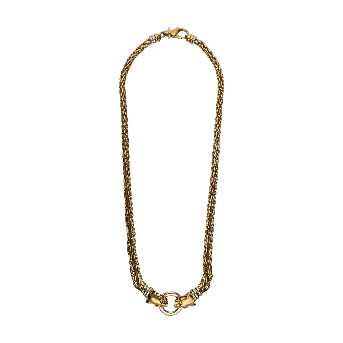 COLLARES Collar en oro amarillo y oro blanco con motivos en panteras.