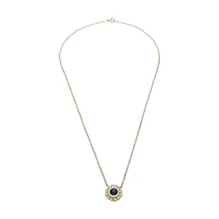 COLLARES Collar en oro amarillo con zafiros y brillantes.