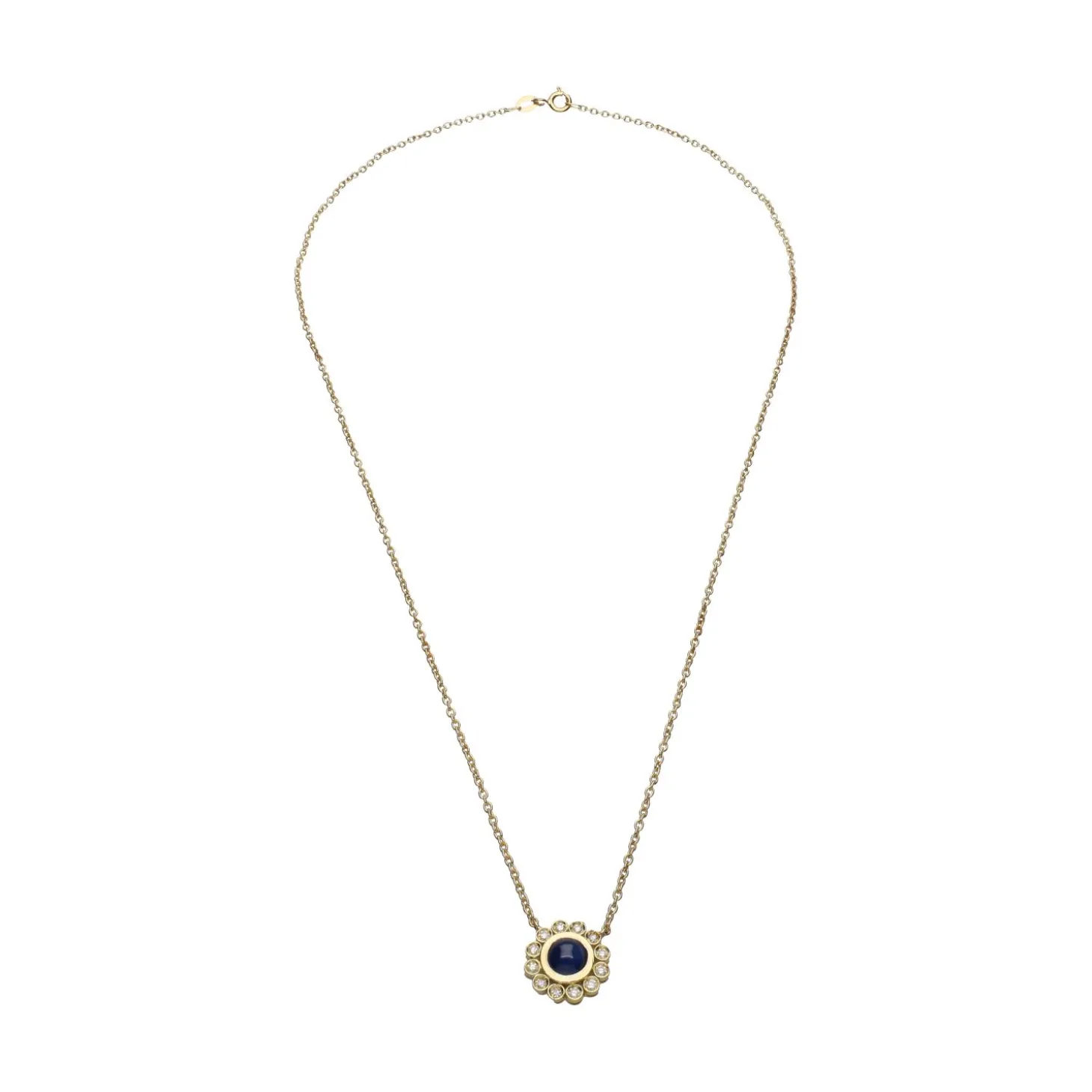 COLLARES Collar en oro amarillo con zafiros y brillantes.