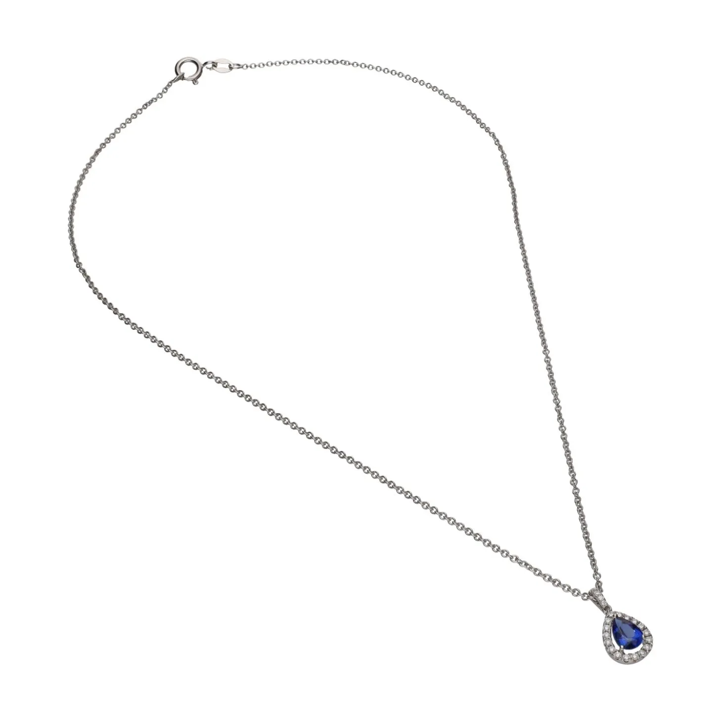 COLLARES Collar firmado por suarez en oro blanco con zafiro y brillantes.