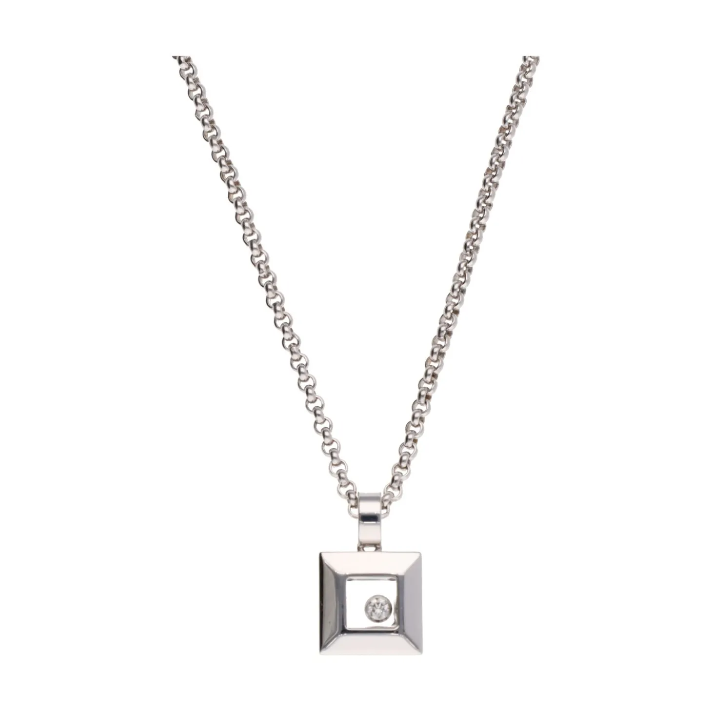 COLLARES Collar happy diamond icon en oro blanco y brillante.