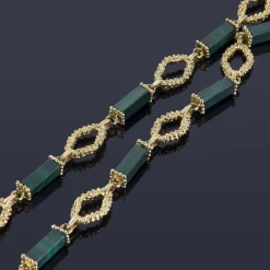 COLLARES Collar largo oro amarillo y malaquita