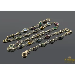 COLLARES Collar oro amarillo con piedras de color.