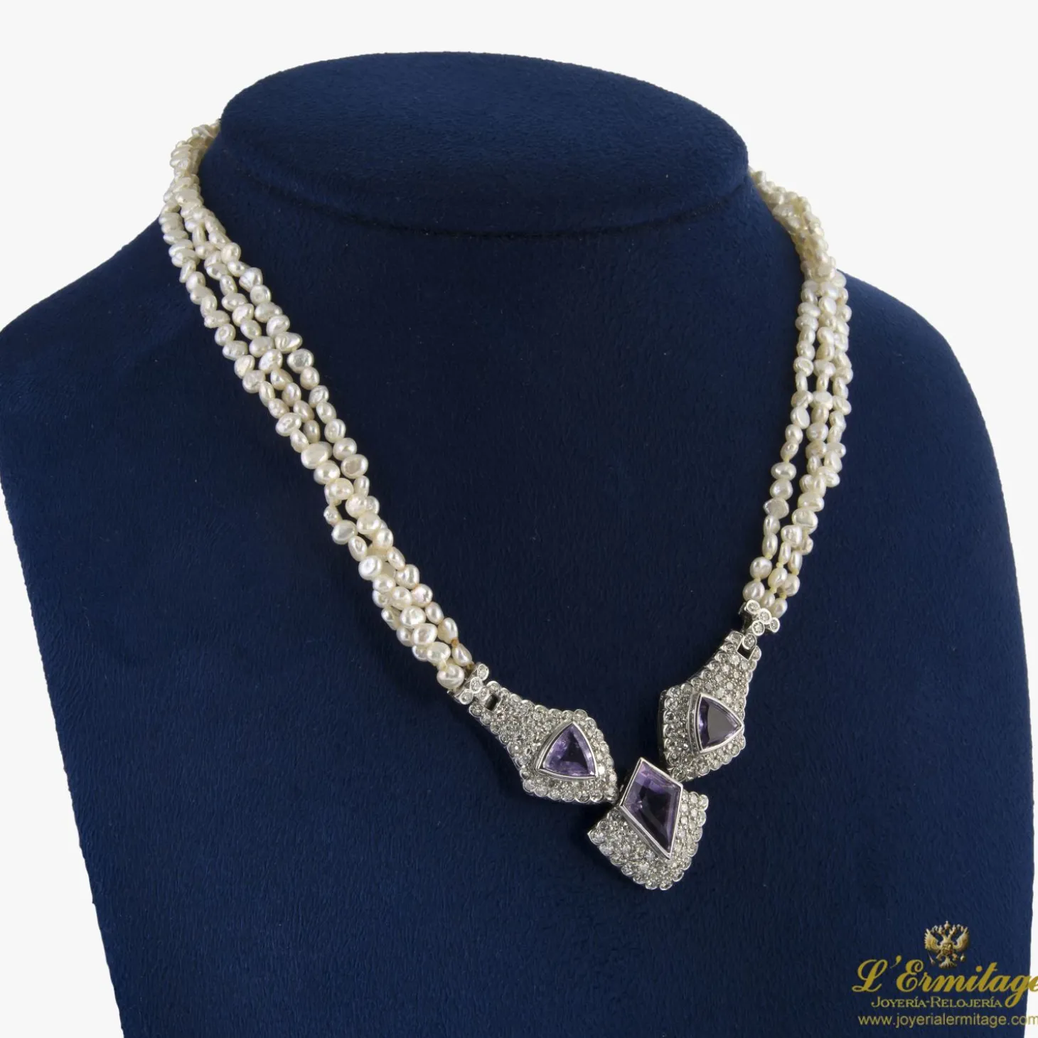 COLLARES Collar perlas de río amatistas y diamantes
