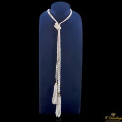 COLLARES Collar perlas satoire con dos bolas oro amarillo y diamantes