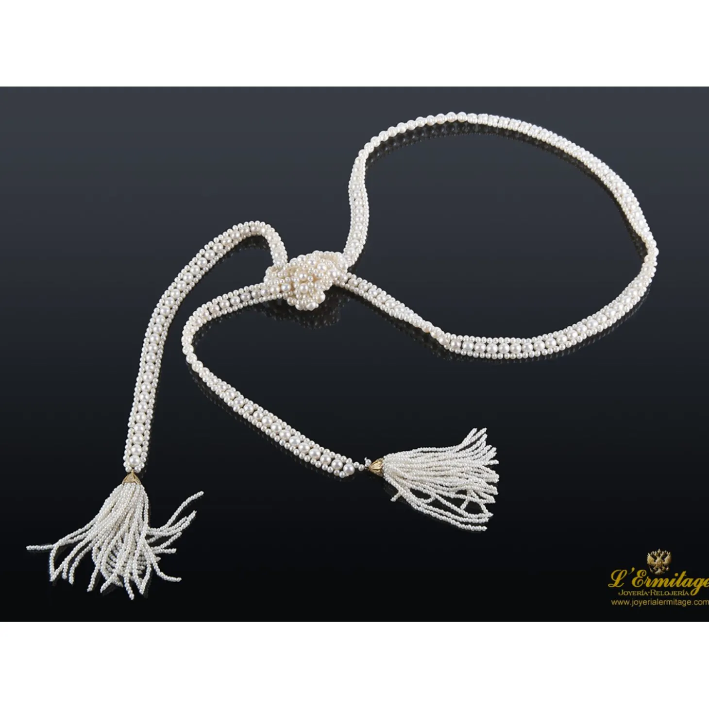 COLLARES Collar perlas satoire con dos bolas oro amarillo y diamantes