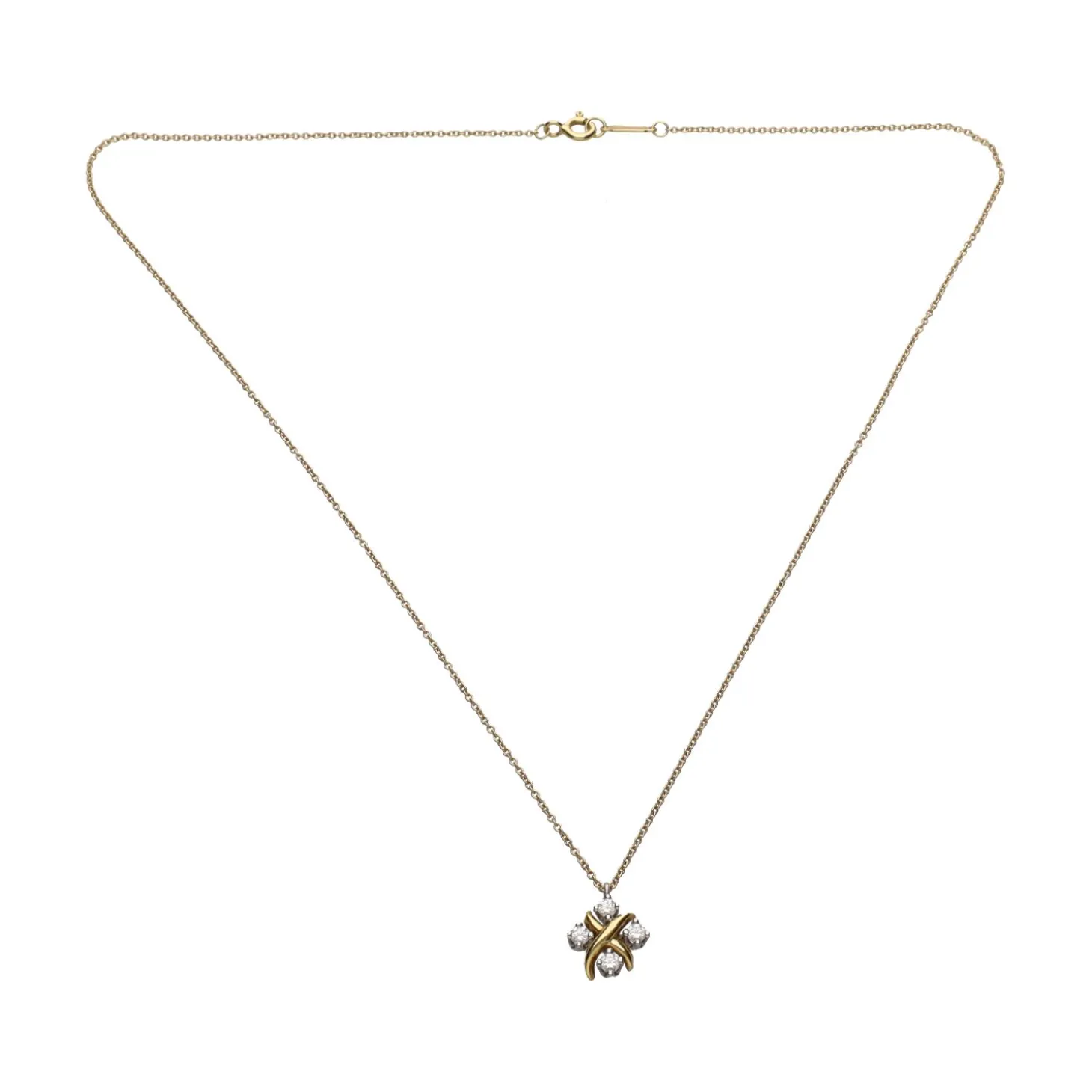 COLLARES Collar tiffany & co en oro amarillo y platino con diamantes naturales. Talla 40cm.