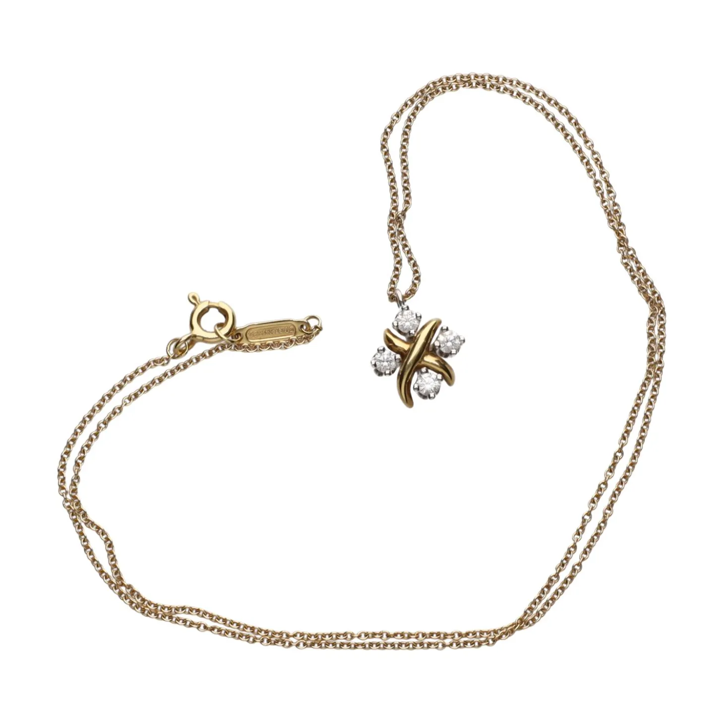 COLLARES Collar tiffany & co en oro amarillo y platino con diamantes naturales. Talla 40cm.