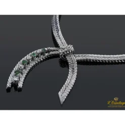 COLLARES Gargantilla antigua oro blanco esmeraldas y diamantes