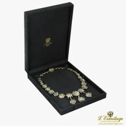 COLLARES Gargantilla antigua oro blanco esmeraldas y diamantes talla antigua