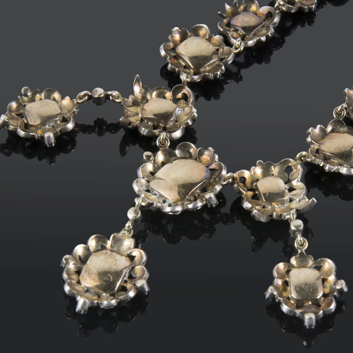 COLLARES Gargantilla antigua oro blanco esmeraldas y diamantes talla antigua