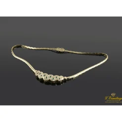 COLLARES Gargantilla oro amarillo diamantes y esmeraldas eslabón barbado