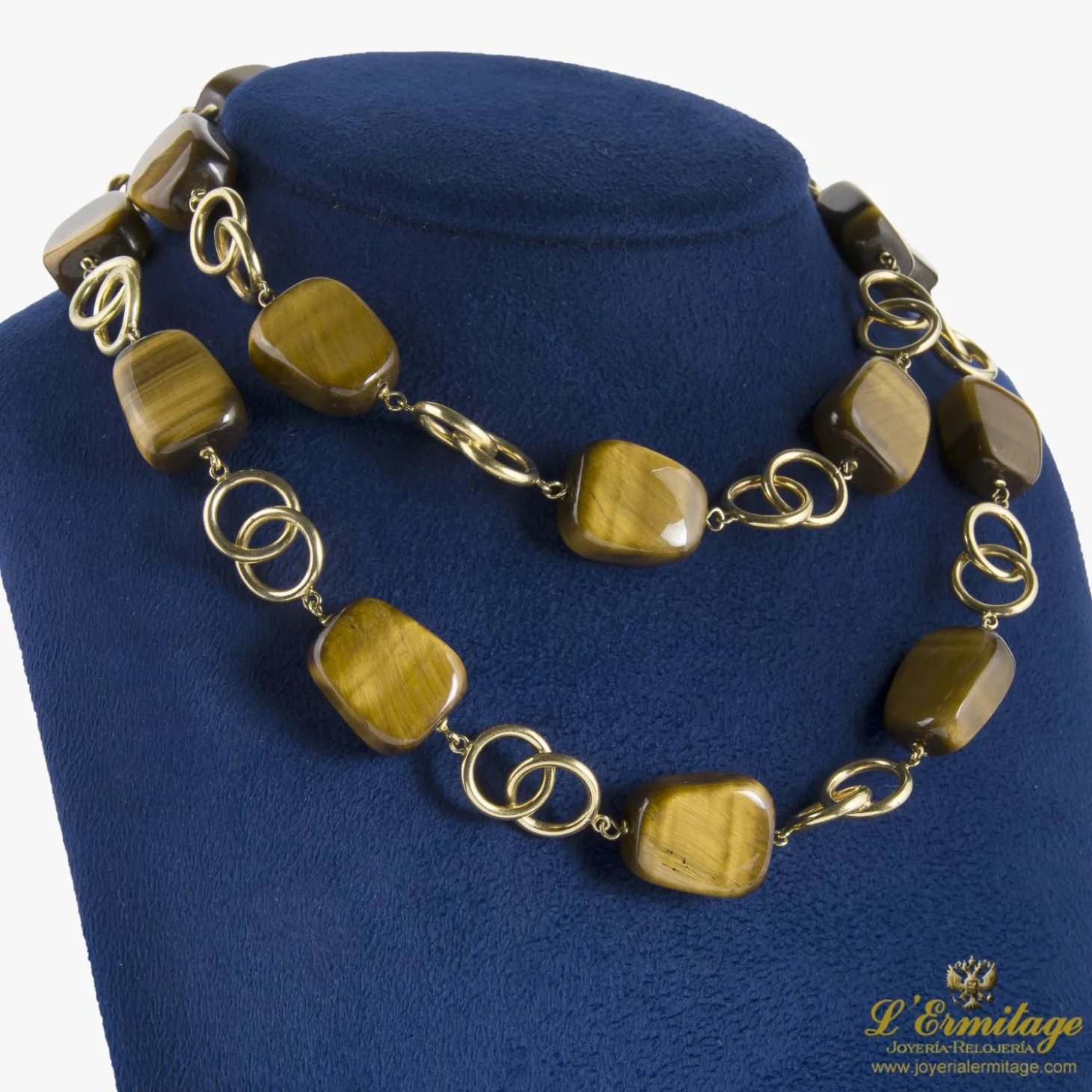COLLARES Gargantilla oro amarillo cuentas ojo de tigre