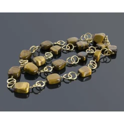 COLLARES Gargantilla oro amarillo cuentas ojo de tigre