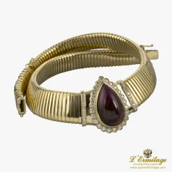 COLLARES Gargantilla tubogas semirrígida oro amarillo y rubelita