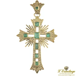 CRUCES Cruz antigua oro amarillo y esmeraldas