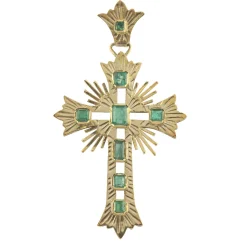 CRUCES Cruz antigua oro amarillo y esmeraldas